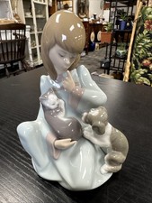 Vtg Lladro Cat Nap Porcelain Girl Figurine #5640 Juan Huerta 1990 picture