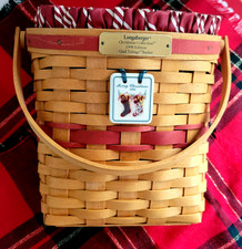Longaberger 1998 Glad Tidings Christmas Basket- Liner-Tie-on-Protector picture