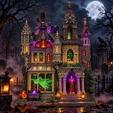 Lemax Macabre Mansion Spooky Town Lighted Halloween Village Michael's Exclusive picture