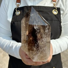 3.85LB Natural Smoky Quartz Obelisk Crystal Wand Point Healing C3115 picture