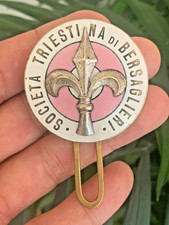 Bersaglieri Italian Army Viara Hat Clip Plume Holder Feather Socket Brass Enamel picture