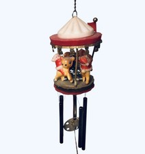 Vintage Christmas Plastic Santa & Reindeer Merry-Go-Round Chime Hong Kong 1974 picture