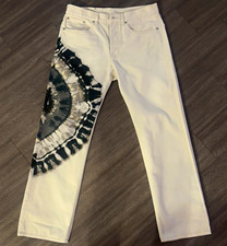 Dries Van Noten Men’s Tie-Dye Straight Leg Jeans White/Black 31x31 picture