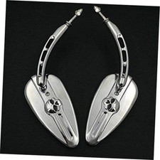 XKH- Motorcycle Chrome Skull Side Mirrors Compatible with 1984 and up Harley picture