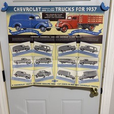 Vtg 1937 Chevrolet Truck Sales Brochure Foldout Poster Pickup Suburban Panel picture