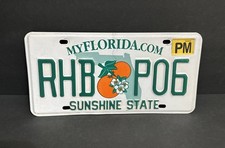FLORIDA PERMANENT LICENSE PLATE — RHB 🍊 P06 — SUNSHINE STATE picture
