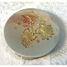 Vintage Rex Fifth Avenue Sterling Silver Floral Compact Original Puff Mirror 4