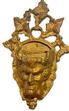 Antique 1920s Cozzi Dionysus Devil Satyr Head Cast iron Wall Mount Match Holder picture