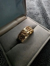 10k Marked Craft Gold Band Ring Free Mason Masonic 5.56 Grams Size 10 Antique picture