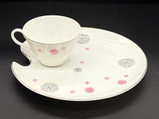 Vintage Shafford Japan Atomic Pink Medallion Snack Plate Cup Set MCM  picture