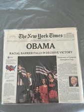 OBAMA 11/5/2008 Racial Barrier Falls-The New York Times Newspaper UNCIRCULATED picture