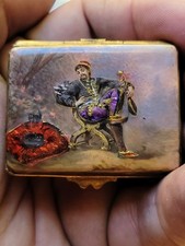 Antique Gold Gilt Ormolu Hand Painted Enamel Snuff Box Rich Man with Cats - RARE picture