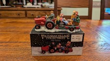 Vintage 1998 Victorian Village Collectibles Red Tractor Christmas Ride Perfect picture