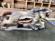 6.5LB Natural Banded Agate Tiger Hand Carved Crystal Figurine Stone Sculpture Ho picture