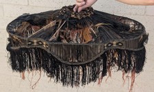 Antique Fringe Lampshade - 1920s Haunted Gothic Boudoir Shade Tattered Silk  picture