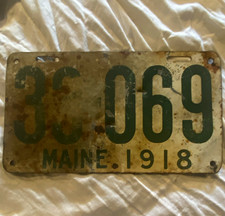 Vintage Maine 1918 License Plate Tag Original Plate Number 
