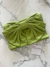 Red Valentino Lime Green Leather Clutch with Ribbon Design and Chain picture