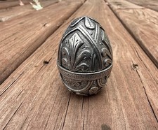 Vintage A.E. Williams Pewter Egg Thimble Holder & Pin Cushion picture