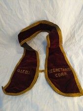 Antique 1900s Italian Secret Fraternal Club OFFICERS VELVET STOLE/VESTMENT OIFDI picture