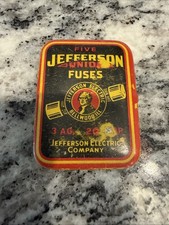 Vintage Jefferson Union Fuses Tin 3AG 20 Amp Bellwood IL w/ 3 Glass Fuses picture