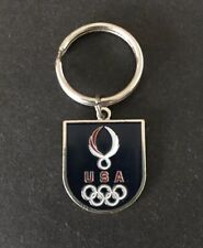 Vintage Keychain USA OLYMPICS Key Ring Metal & Enamel Fob Olympic Rings Logo picture