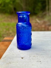 Vintage Bromo-Seltzer Bottle Cobalt Blue Emerson Drug Co Embossed Medicine picture