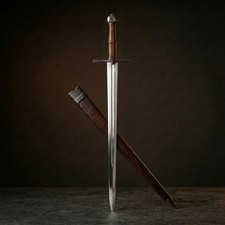 Hand Forge 5160 High Carbon Steel Templar Medieval Sword Longsword With Scabbard picture