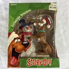 Scooby Doo & Snowman Christmas Ornament WB Cartoon Network Trevco NIB picture