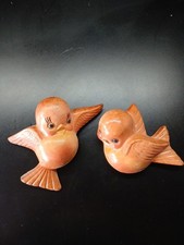Vintage MCM Orange Chalkware Birds Wall Art Hanging Orange 6” Set  Kitsch picture