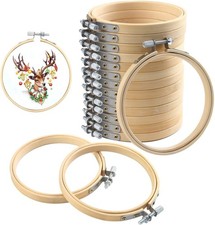 FEBSNOW 16Pcs 4 Inch Embroidery Hoops Adjustable Circle Cross Stitch Ring picture