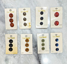 Vintage Lot of Original La Mode Italian Plastic Sewing Buttons, 8 Cards (Lot 4) picture