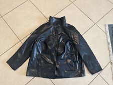 Akris Punto Glossy Black Faux Leather Coat Sz 16 Water repellent Womens Wool picture