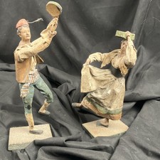 Vintage antique Hand Painted papier-mâché, textiles fabric Dancer Set of 2,  picture