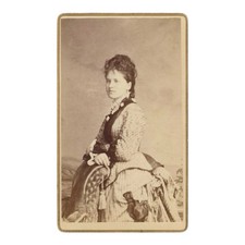 Antique CDV Photo Woman Bustle Dress Bows Victorian Fashion Portrait picture