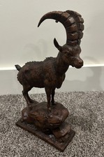 VTG “Wooden” Black Forest Mountain Goat/Ibex Sculpture 14” picture