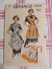 Vintage Advance Pattern #5884 misses' apron (3) designs 1950's medium 14-16 picture