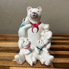 Vintage 1989 TDI Treissedre Pottery Native American Storyteller Mama Bear 4 Cubs picture