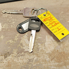 Keyline.it OK Key Blank w/ Black Plastic Head, Key Tag, 1978 Ecoline Box Truck picture