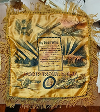 WWII US Army Camp Irwin CA Souvenir Pillow Sham Fringe 