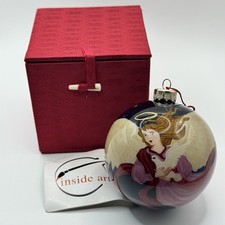 Vintage 1999 FIGI Inside Art Peace and Joy Angel Reverse Painted Glass Ornament picture