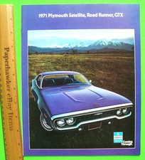 1971 PLYMOUTH SATELLITE, GTX, ROAD RUNNER DLX 22-pg COLOR CATALOG Brochure HEMI picture