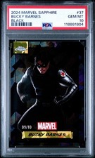 2024 Topps Chrome Marvel Sapphire Bucky Barnes Black Refractor 09/10 PSA 10 Gem picture