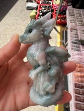 1pc Natural Jade Quartz Carved Little Dragon Crystal Reiki Healing Decor picture