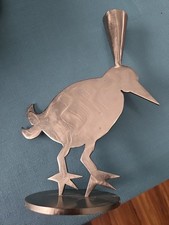 Vintage Amy Hess Signed Brushed Steel Sculpture Candle Holder  1994 picture