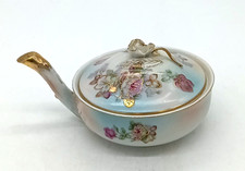 Vtg Arnart Porcelain Trinket Dish Covered Powder Jar Floral Gilded #6941 picture