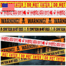 Halloween Caution Tape Decorations, 100Ftx3In 4 Kinds WARNING Caution Tapes ⭐️⭐️ picture