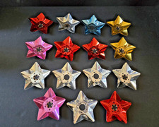 Vintage Aluminum Foil Christmas Light Reflectors Lot 15 Star Multi-Color C6 MCM picture