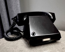 Vintage NOS Soviet Space Age Desk No Dial Telephone Black USSR Phone picture