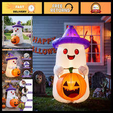 5FT Halloween Inflatable Ghost & Pumpkin Decor, LED Lights for Garden & Indoor P picture