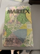 Vintage Martex Pastel Patchwork Floral Standard Pillowcases Pair NOS USA picture
